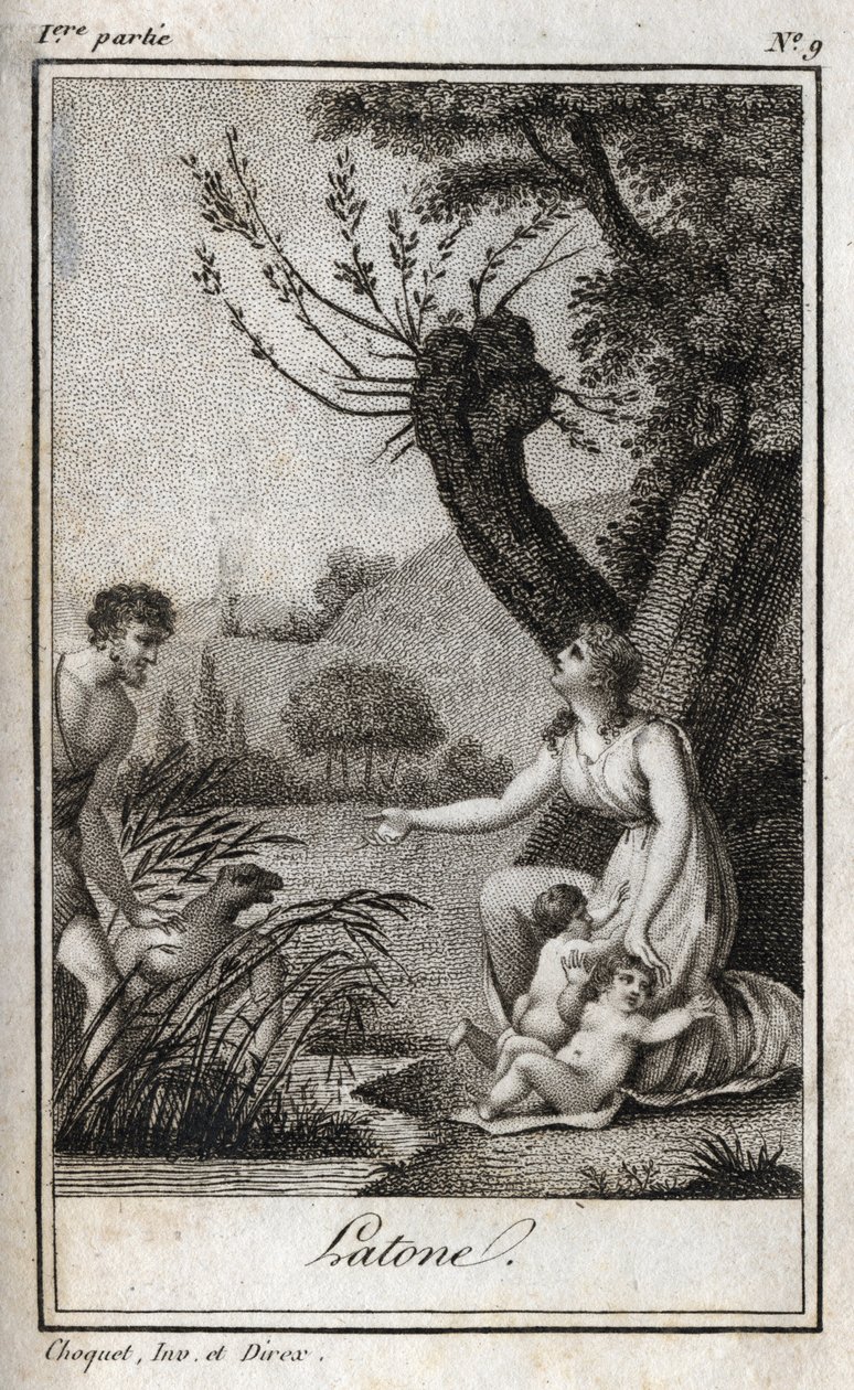 Leto, Letone, Latona, rytina z roku 1819 v „Letters to Emilie on Mythology“ od Charlese Alberta Demoustiera (1760-1801). Soukromá sbírka. od Anonymous Anonymous