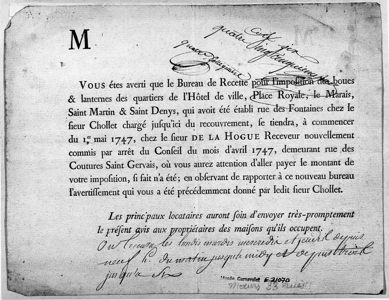 Dopis finančního úřadu týkající se placení daní z dubna 1747. od Anonymous Anonymous