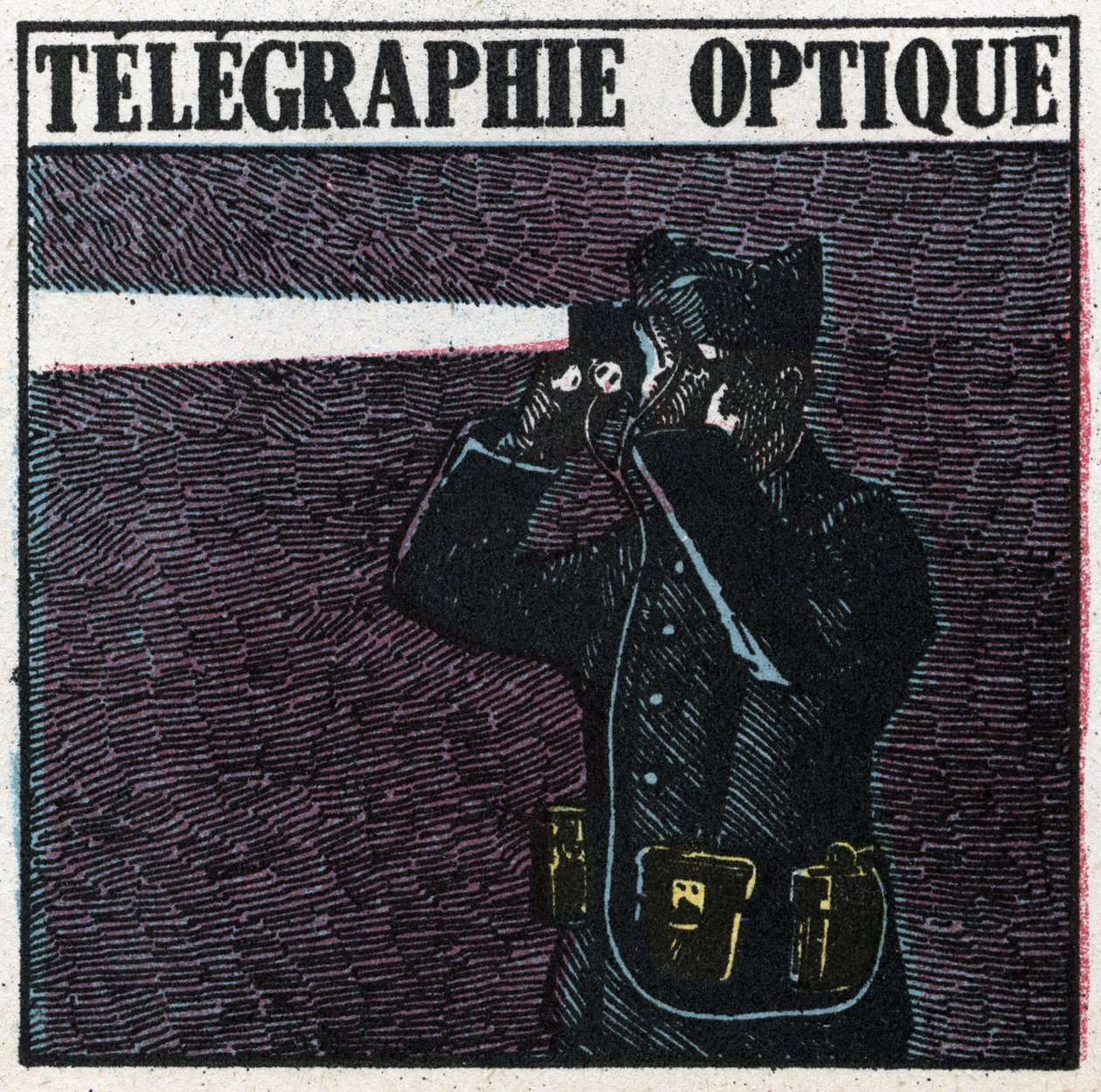 Světelné signály: optická telegrafie. Anonymní ilustrace z roku 1925. Soukromá sbírka. od Anonymous Anonymous