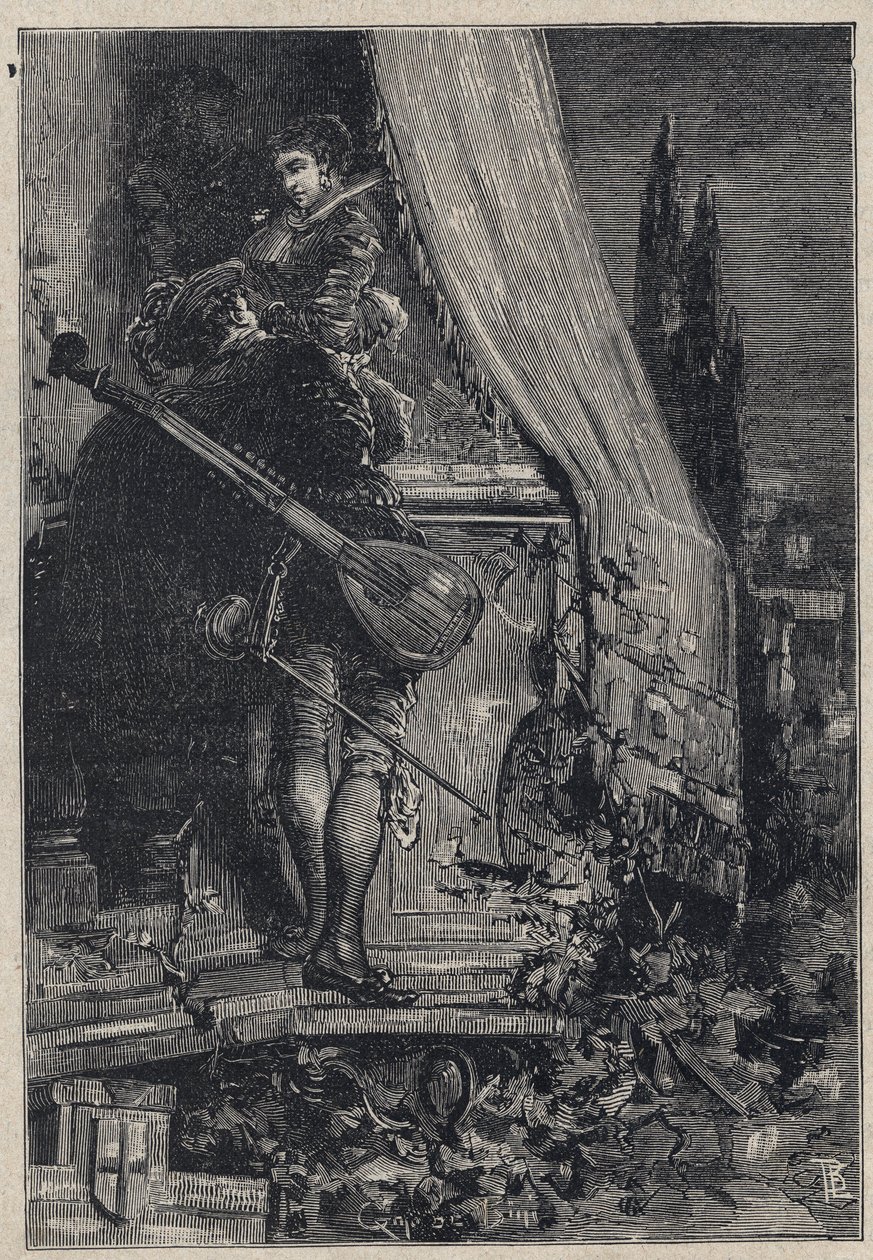 Lucrezia Borgia a Don Gaspare Aversa, hrabě z Procidy – rytina z „Lucrezia Borgia“ od Oscara Pia – 1883 od Anonymous Anonymous
