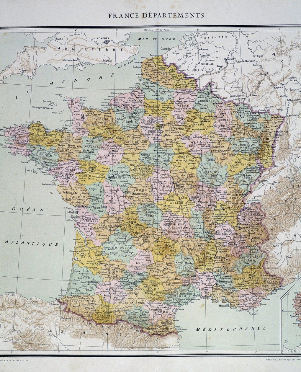 Mapa: Departementy Francie. Atlas 50. let 20. století. od Anonymous Anonymous