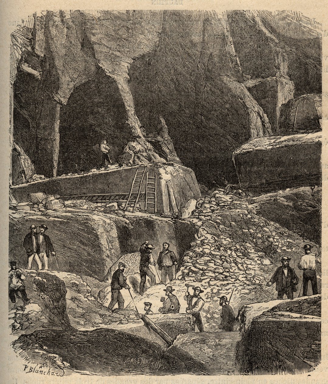 Mramorové lomy Saint-Genies (Saint Genies) - Dordogne - rytina "” PATRIE”” - POPIS PINTUREQUIREQUE DE LA FRANCE EN 6 SVAZKŮ LUCIEN HUARD - konec 19. stol. od Anonymous Anonymous