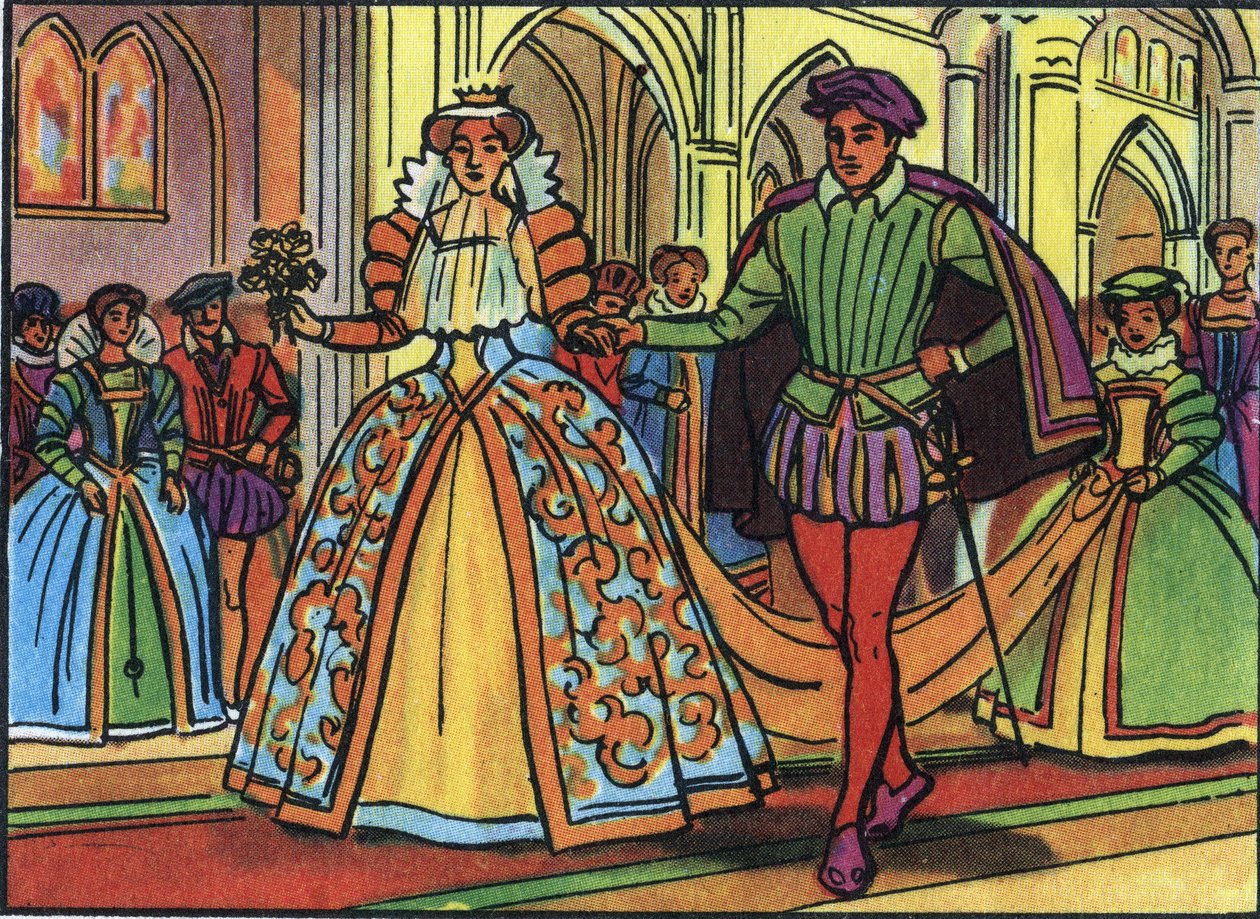 Sňatek Marie Iere Stuartové (1542-1587) a Františka II. (1544-1560) v roce 1558. Anonymní ilustrace ve „Sbírce panovníků a hlav států Francie““. 20. století. Soukromá sbírka. od Anonymous Anonymous