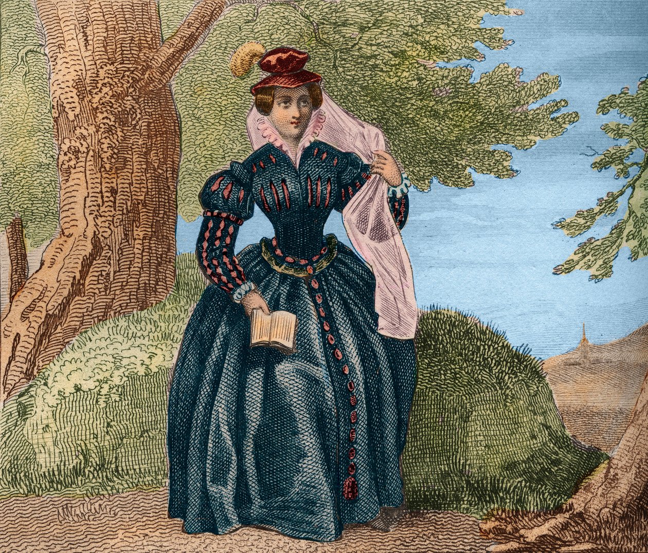 Mary Queen of Scotland Queen Marie Stuartovna (1542-1587) nebo Marie Iere ze Skotska. Rytina z roku 1859 v „“ Le Monde. Dějiny všech národů od nejvzdálenějších dob až po současnost“. od M. E. de Lostalot-Bachoue (Lostalot Bachoue). Soukromá sbírka. od Anonymous Anonymous