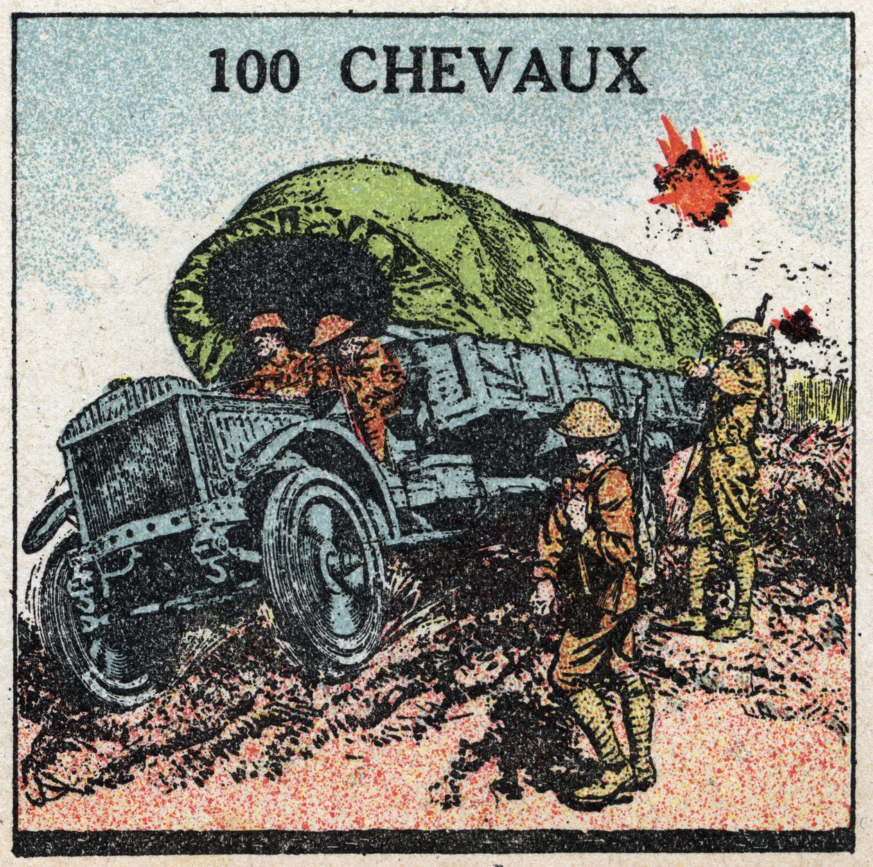 Mechanická trakce: vojenský nákladní automobil do 100 koňských sil. Anonymní ilustrace z roku 1925. Soukromá sbírka. od Anonymous Anonymous