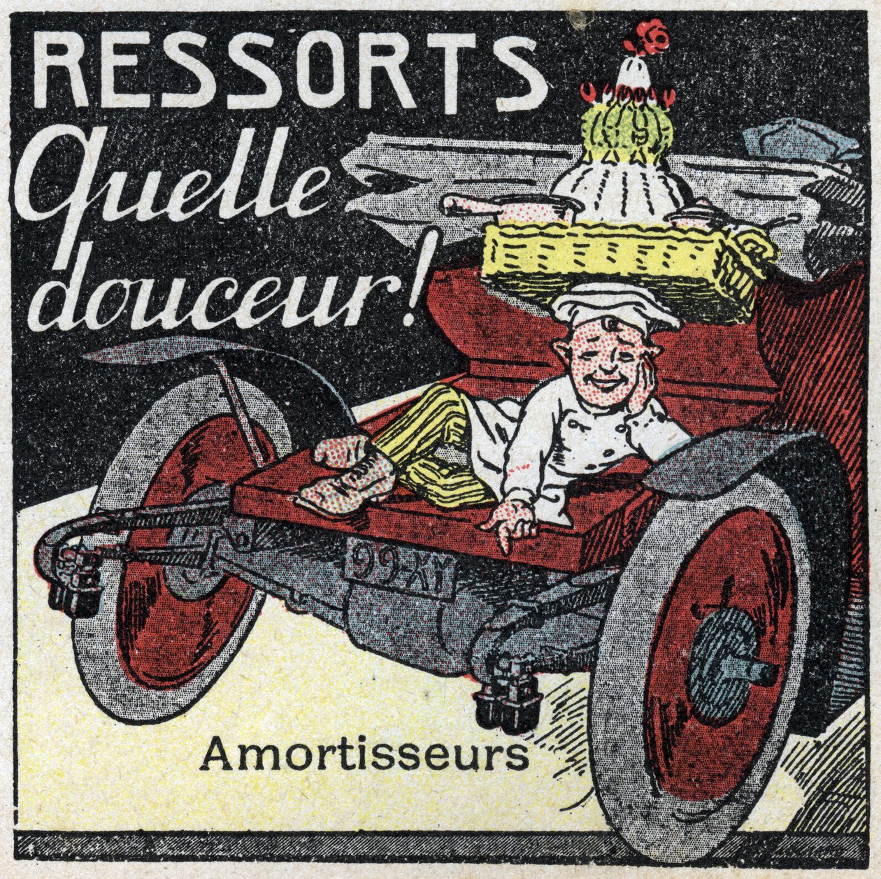 Mechanická trakce: nárazové pružiny automobilu. Anonymní ilustrace z roku 1925. Soukromá sbírka. od Anonymous Anonymous