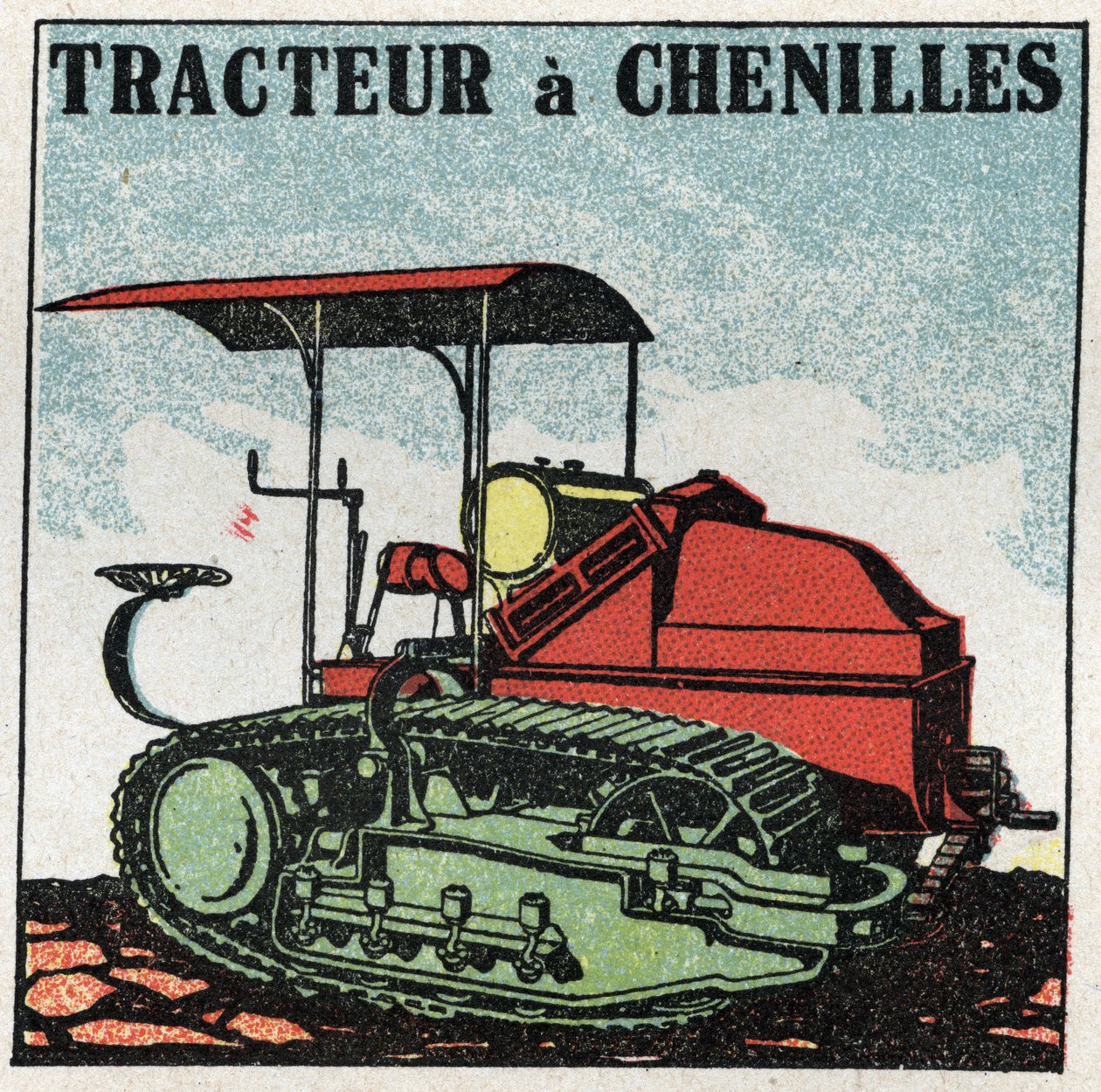 Mechanická trakce: pásový traktor. Anonymní ilustrace z roku 1925. Soukromá sbírka. od Anonymous Anonymous