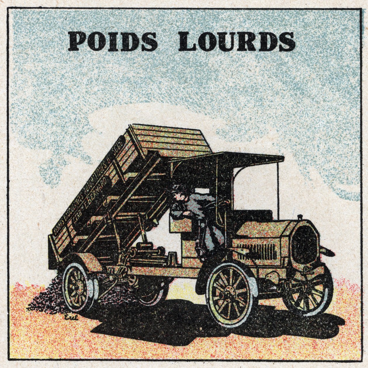 Mechanická trakce: nákladní auta. Anonymní ilustrace z roku 1925. Soukromá sbírka. od Anonymous Anonymous