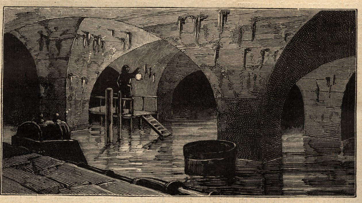 Menilamount Reservoir - Paříž - 1890 - rytina 1890 od Anonymous Anonymous