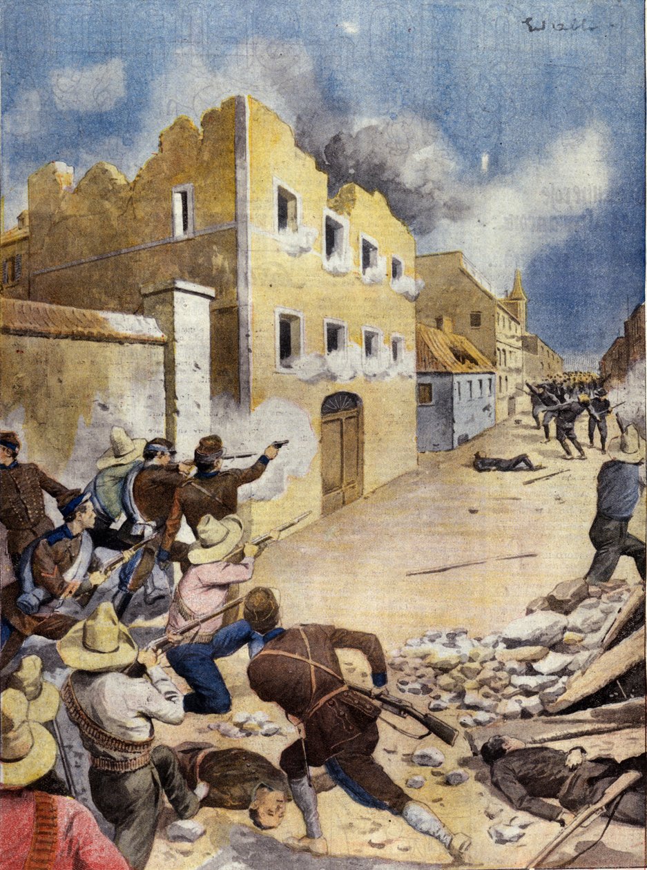 Mexická revoluce (Mexická revoluce: Američtí mariňáci bojující ve Vera-Cruz, duben 1914) Ilustrace v „“ L