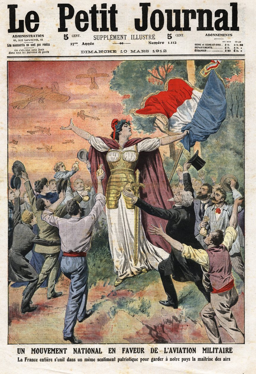 Národní hnutí pro vojenské letectví: celá Francie se sjednocuje v podobném vlasteneckém cítění, aby udržela naši zemi pod kontrolou vzduchu. Rytina v „“Le Petite Journal“ dne 10.03.1912. Soukromá sbírka. od Anonymous Anonymous