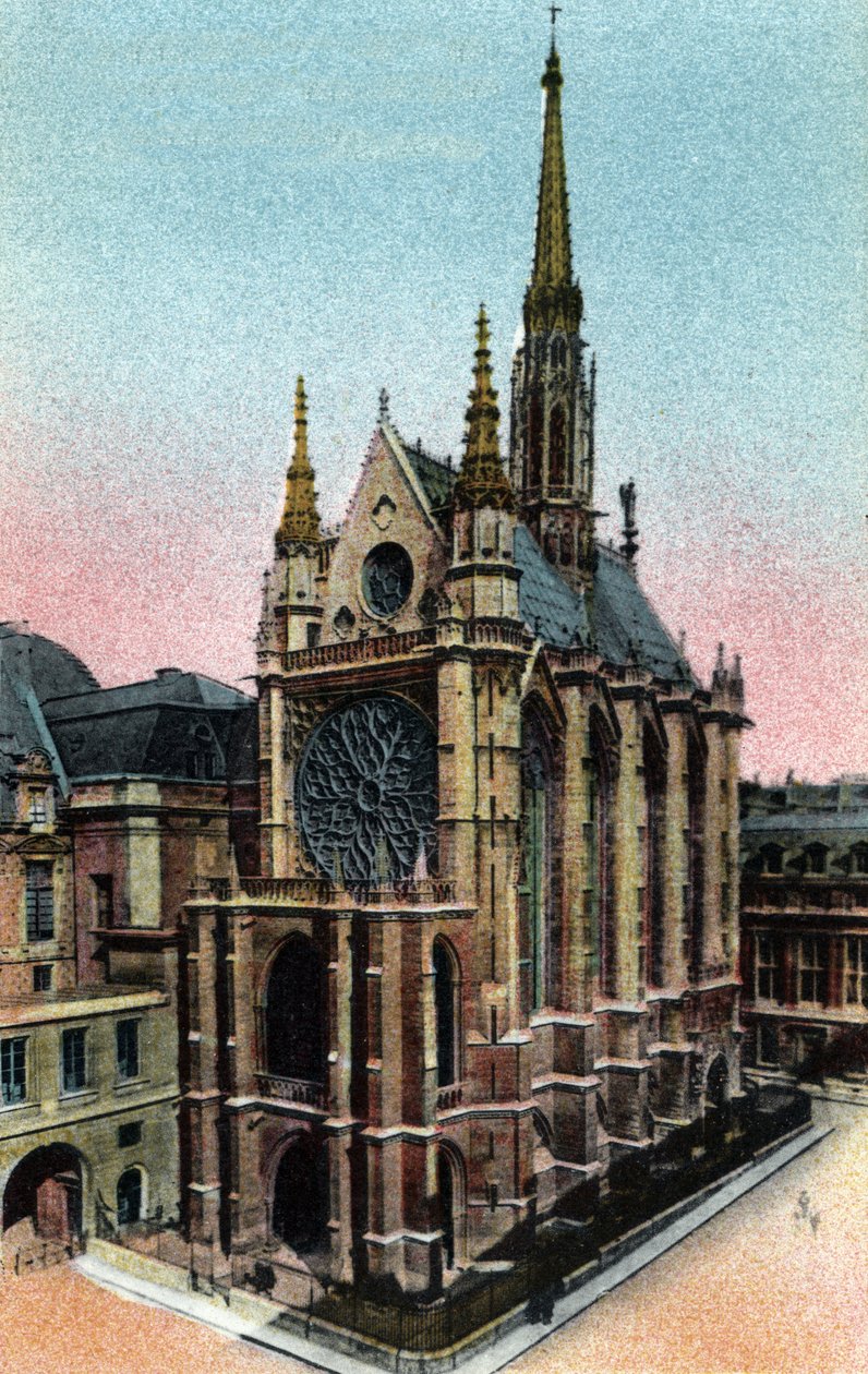 Paříž: vnější pohled na Sainte Chapelle (Sainte-Chapelle) (13. století, gotická architektura). Fotografie z roku 1920 v „Uměleckém albu“ města Paříže. Soukromá sbírka. od Anonymous Anonymous