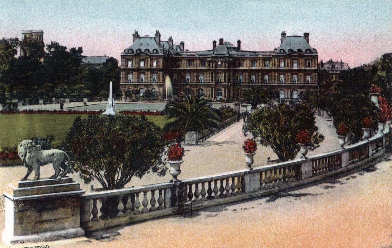 Paříž: Palais a Jardin du Luxembourg. Fotografie z roku 1920 v „Uměleckém albu“ města Paříže. Soukromá sbírka. od Anonymous Anonymous