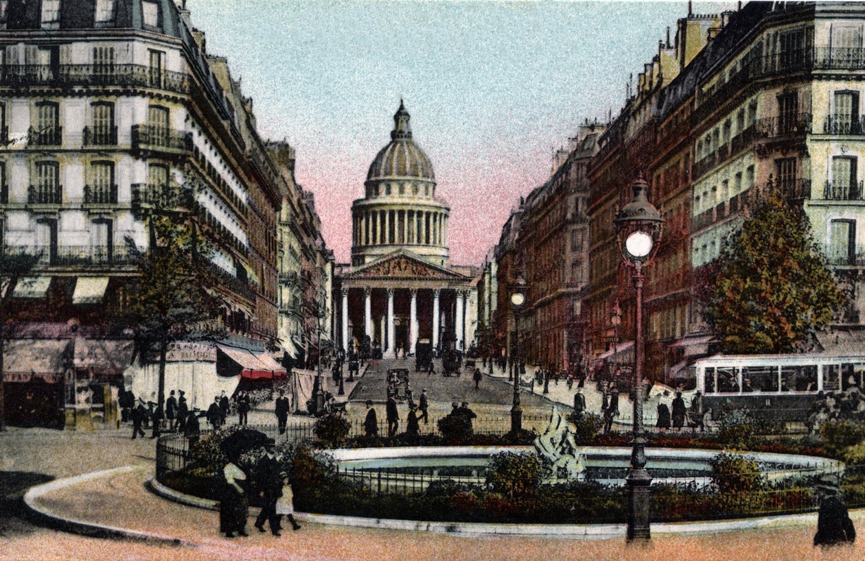 Paříž: pohled na rue Soufflot a Pantheon. Fotografie z roku 1920 v „Uměleckém albu“ města Paříže. Soukromá sbírka. od Anonymous Anonymous