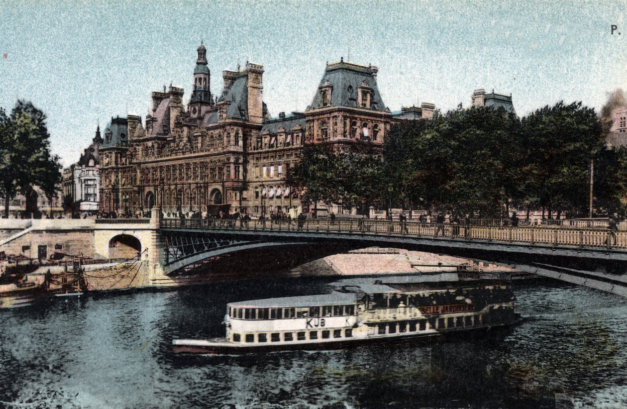 Paříž: pohled na Hotel de Ville a Pont d
