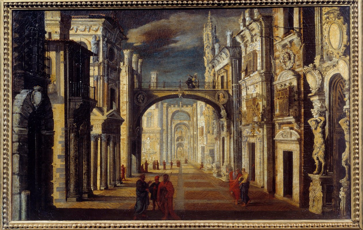 Perspektivní interiér Obraz Francoise de Nome (Monsu Desiderio) (1593-1644) 17. století Sun. 0,51x0,81m Orleans, Musee des Beaux Arts od Anonymous Anonymous