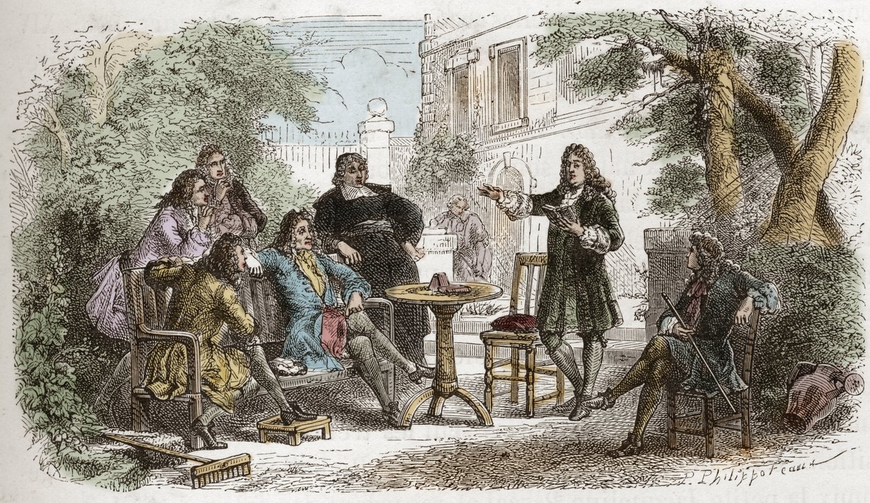 Pierre Corneille (1606-1684) – Corneille čte Ludvíku XIV. – rytina z „“ Historie Francie vyprávěná mým vnoučatům“““ – od Francoise Guizota – 1872-1876 od Anonymous Anonymous