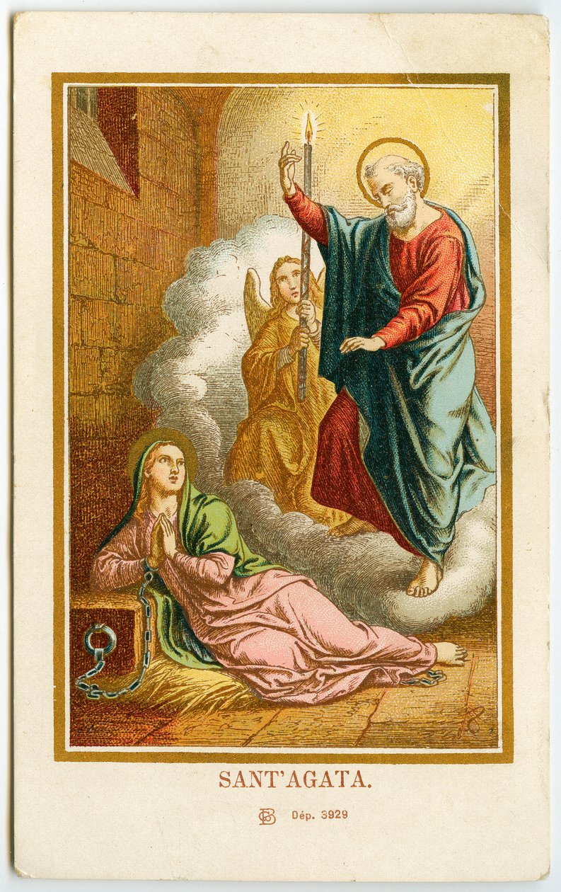 Zbožný obrázek: Agatha ze Sicílie (chromolitografie) od Anonymous Anonymous