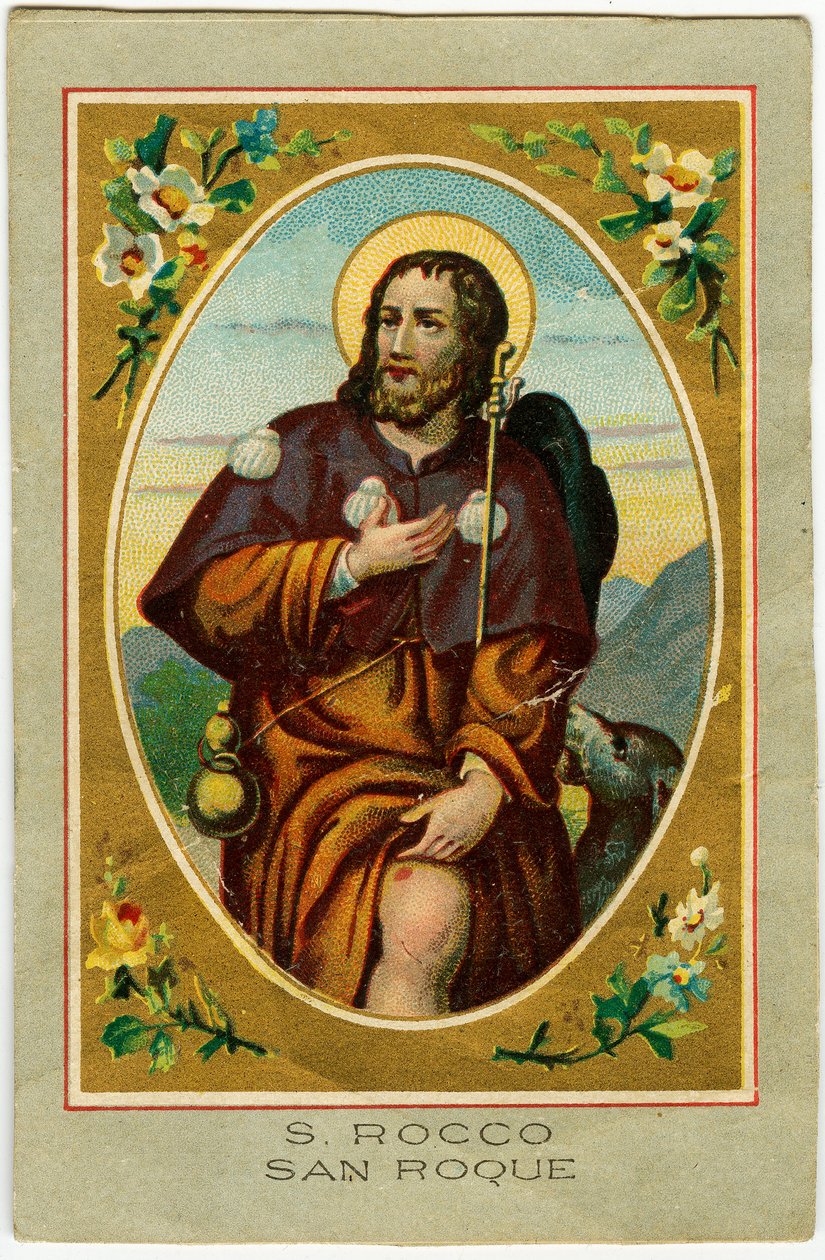 Zbožný obrázek: San Rocco vzýváno proti moru (chromolitografie) od Anonymous Anonymous