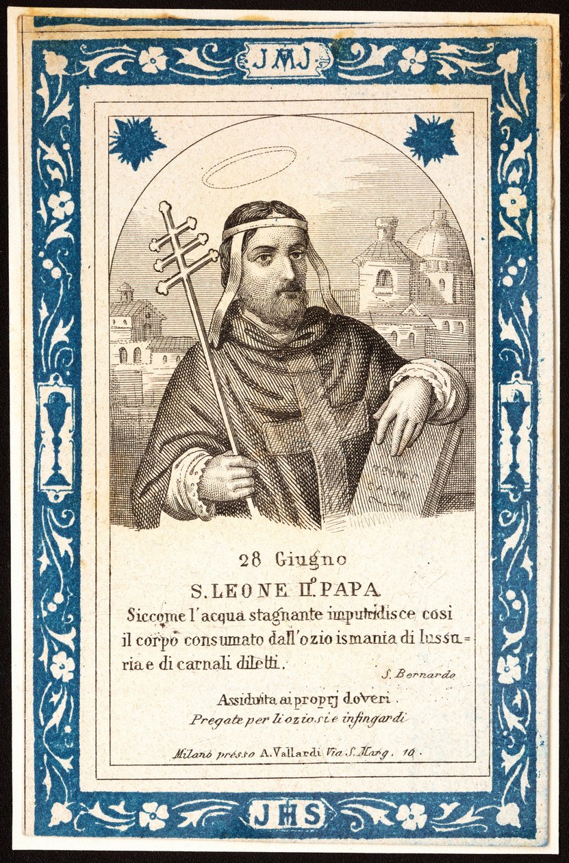 Papež Saint Leon (Leone) II (7. století) Zbožný obraz. Pohlednice. Počátek 20. století. Soukromá sbírka od Anonymous Anonymous