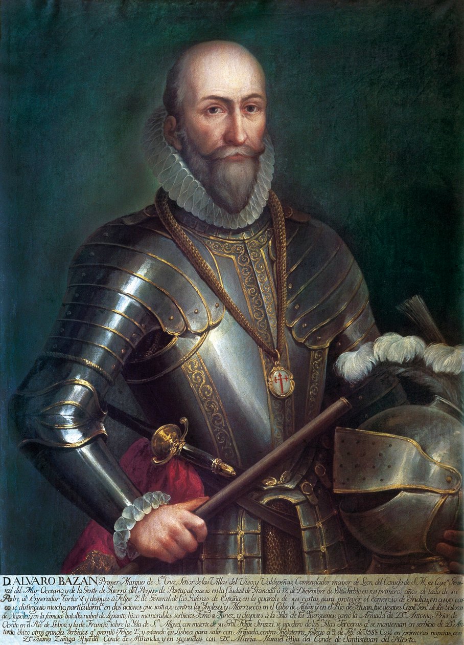 Portrét Alvara de Bazan y Guzman, prvního markýze ze Santa Cruz (1526-1588), španělského admirála a mořeplavce. Anonymní obraz, olej na plátně. od Anonymous Anonymous