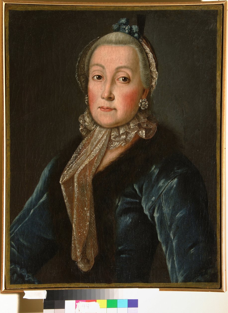 Portrét hraběnky Anny Danilové Trubetské (1710-1780), rozené Drutské Sokolinské - Anonymní obraz, olej na plátně (60x46,5 cm), druhá polovina 18. století - (Portrét hraběnky Anny Danilovny Trubetské, rozené Drutské-Sokolinské, Olej od Anonymous Anonymous