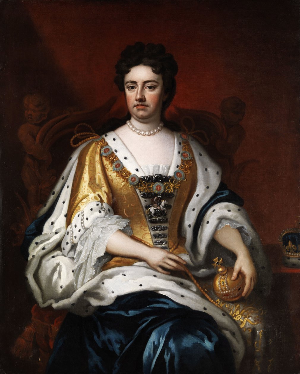 ""Portrét královny Anny Stuartové (1665-1714)"" (Portrét královny Anny (1665-1714)) Anonymní obraz 17. století Rozměr 126x102 cm Soukromá sbírka od Anonymous Anonymous