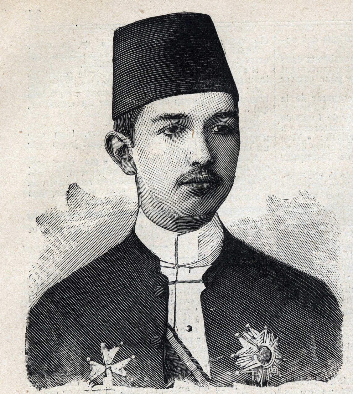 Portrét Abbáse II Paši (1874-1944), vicekrále Egypta. Rytina „“Le Peute Parisien““ od Anonymous Anonymous