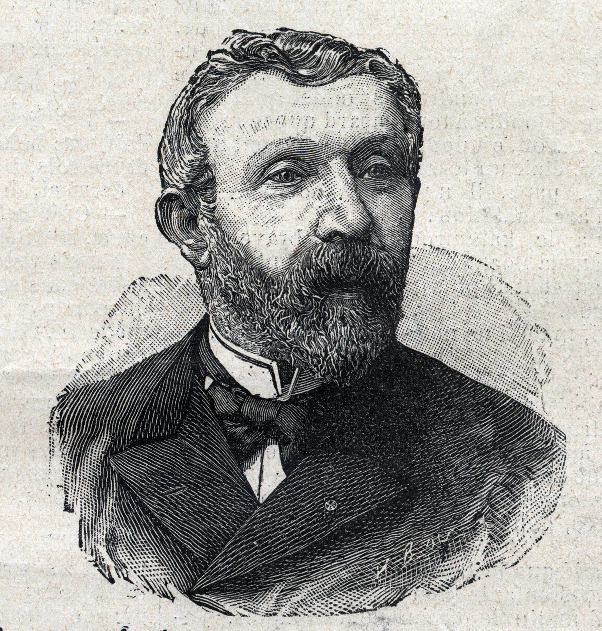 Portrét Alfreda Mezierese (1826-1915), francouzského literárního historika, novináře a politika. Rytina v "Le Petit Parisien" od Anonymous Anonymous