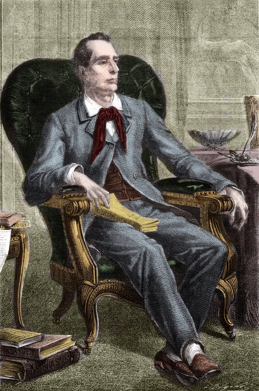 Portrét Alphonse de Lamartine (1790-1869) - Portrét Alphonse de Lamartine (1791-1869), francouzského spisovatele a politika - Rytina v „Histoire des Girondins“ od Alphonse de Lamartine (1790-1869) 1865-1866 - soukromá sbírka od Anonymous Anonymous