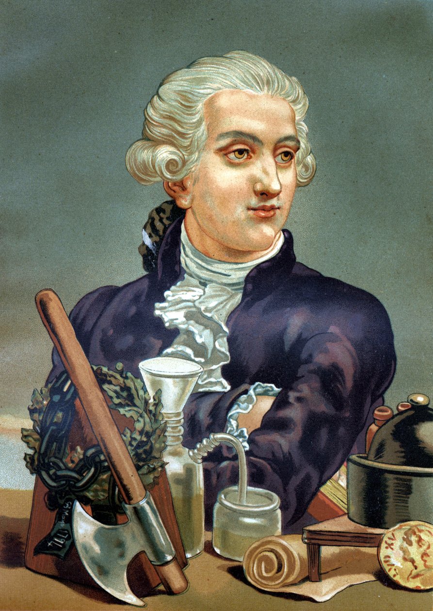 Portrét Antoine Laurent de Lavoisier (1743 - 1794), francouzský chemik. po knize „Věda a její muži“ od Louise Figuiera. Barcelona 1881. od Anonymous Anonymous