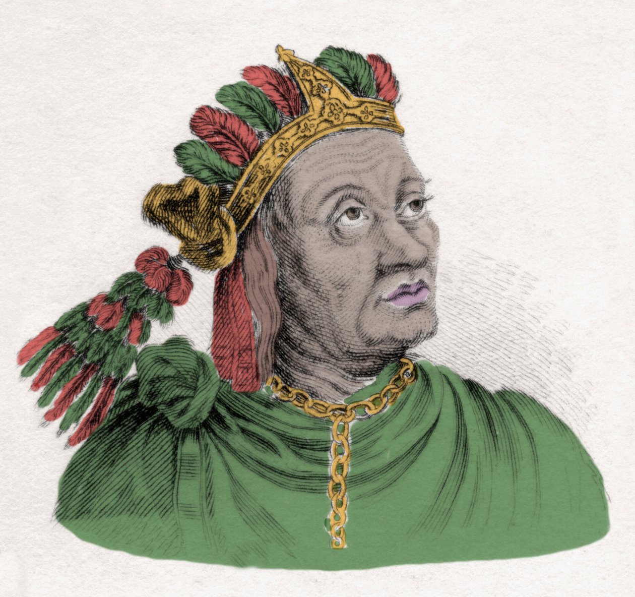 Portrét Atahualpy (1502-1533), posledního císaře říše Inků. Rytina 19. století. milánský od Anonymous Anonymous
