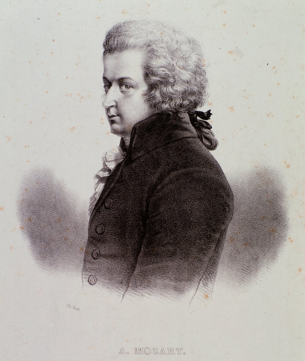 Portrét rakouského skladatele Wolfganga Amadea Mozarta (1756-1791) Rytina. 19. století. Milánská soukromá sbírka od Anonymous Anonymous