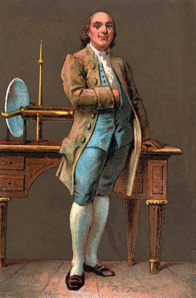 Portrét BENJAMINA FRANKLINA (1706-1790) Americký tiskař, vydavatel, vědec, vynálezce, státník a diplomat. Chromolitografie Soukromá sbírka od Anonymous Anonymous