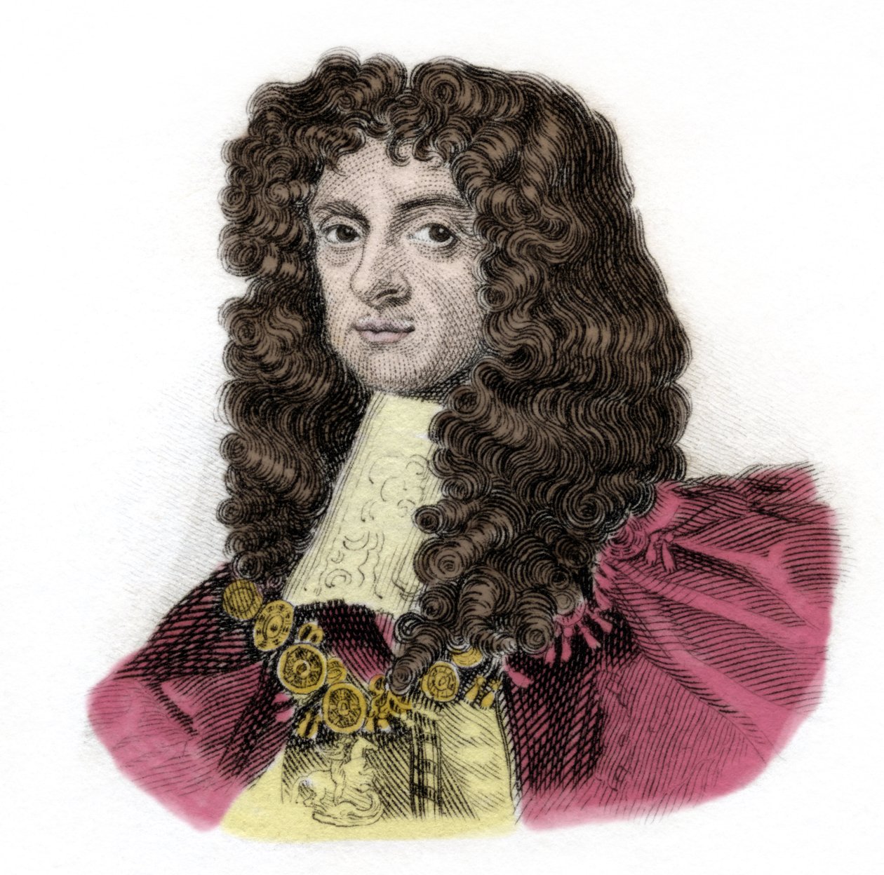 Portrét Karla II. (1630-1685) anglického krále Rytina 19. století. milánský od Anonymous Anonymous