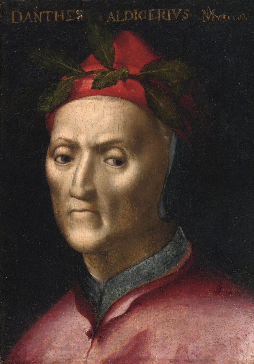 Portrét Dante Alighieriho (1265-1321) - Anonymní obraz ze 16. století - soukromá sbírka od Anonymous Anonymous
