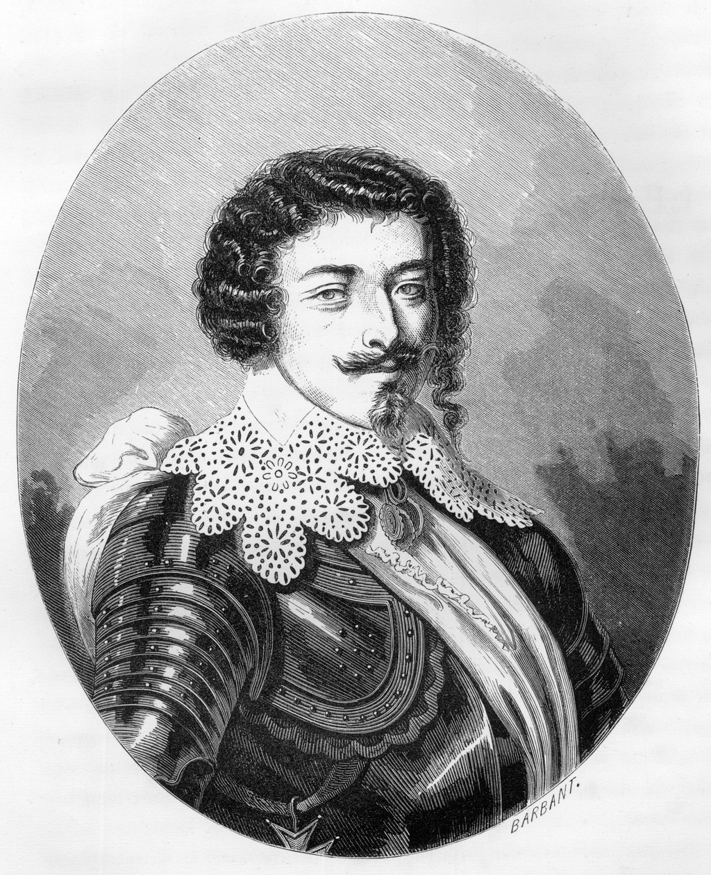 Portrét vévody Jindřicha II. z Montmorency (Montmorenci) (1595-1632) - rytina z roku 1863 v „Le Livre Rouge - Histoire De L