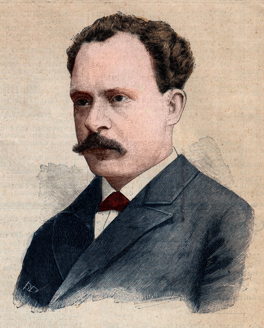 Portrét Eugena Turpina (1848-1927), chemika specializujícího se na výbušniny. Rytina „Le petit Parisien““ z roku 1891. Soukromá sbírka. od Anonymous Anonymous
