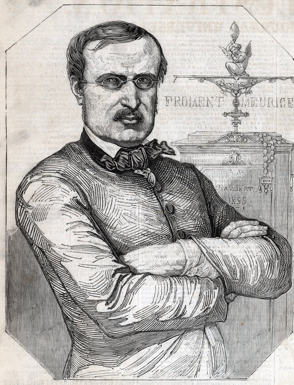 Portrét Francois-Desire Froment-Meurice (Francois Desire Froment Meurice) (1802-1855) Francouzská zlatá rybka. Rytina z roku 1855. Soukromá sbírka. od Anonymous Anonymous