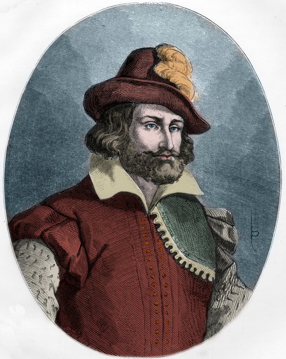 Rytina Portrét Francoise Ravaillaca (1578-1610), vraha Henriho IV. (1553-1610) - Portrét Francoise Ravaillaca (1578-1610) vraha krále Jindřicha IV. (1553-1610) - Rytina z roku 1863 v „Červené knize - Histoire De L