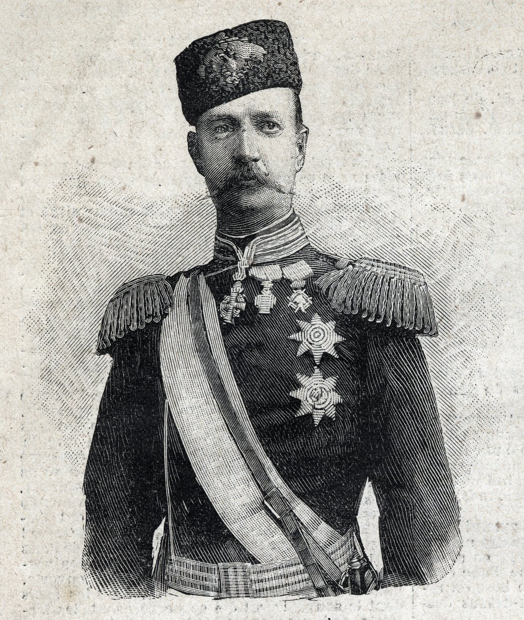 Portrét řeckého krále Jiřího I. (1845-1913). Rytina „“Le Peute Parisien““ od Anonymous Anonymous