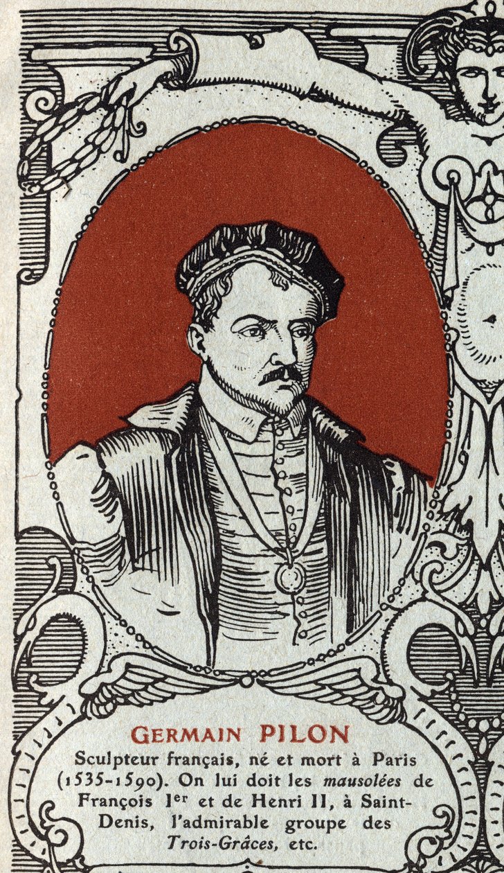 Portrét Germaina Pilona (1535-1590), francouzského sochaře. Rytina z roku 1914. Soukromá sbírka. od Anonymous Anonymous