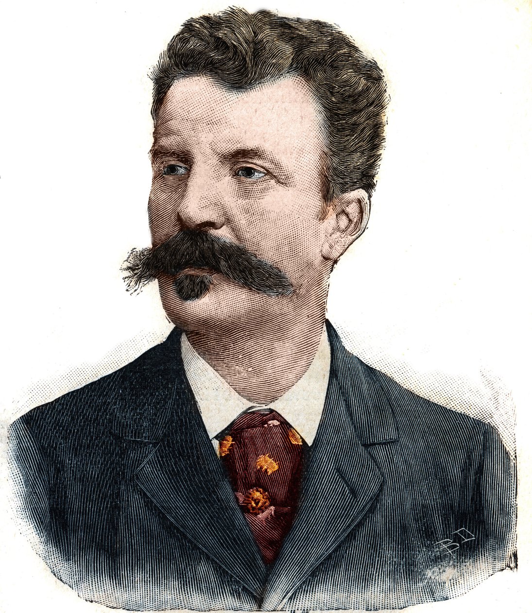Portrét Guy de Maupassant (1850-1893), francouzský spisovatel. Rytina „“Le Peute Parisien““ od Anonymous Anonymous