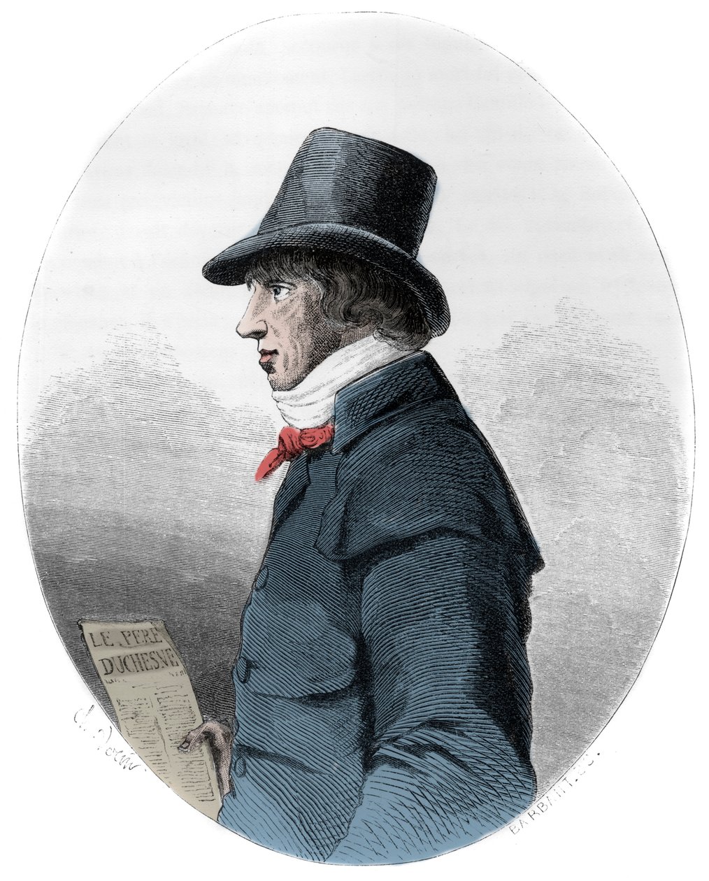 Portrét Jacquese-Rene Heberta (1757-1794), francouzského novináře a politika - Portrét Jacquese Rene Heberta (1757-1794) Francouzského novináře a politika - rytina z roku 1863 v „Červené knize - Histoire De L