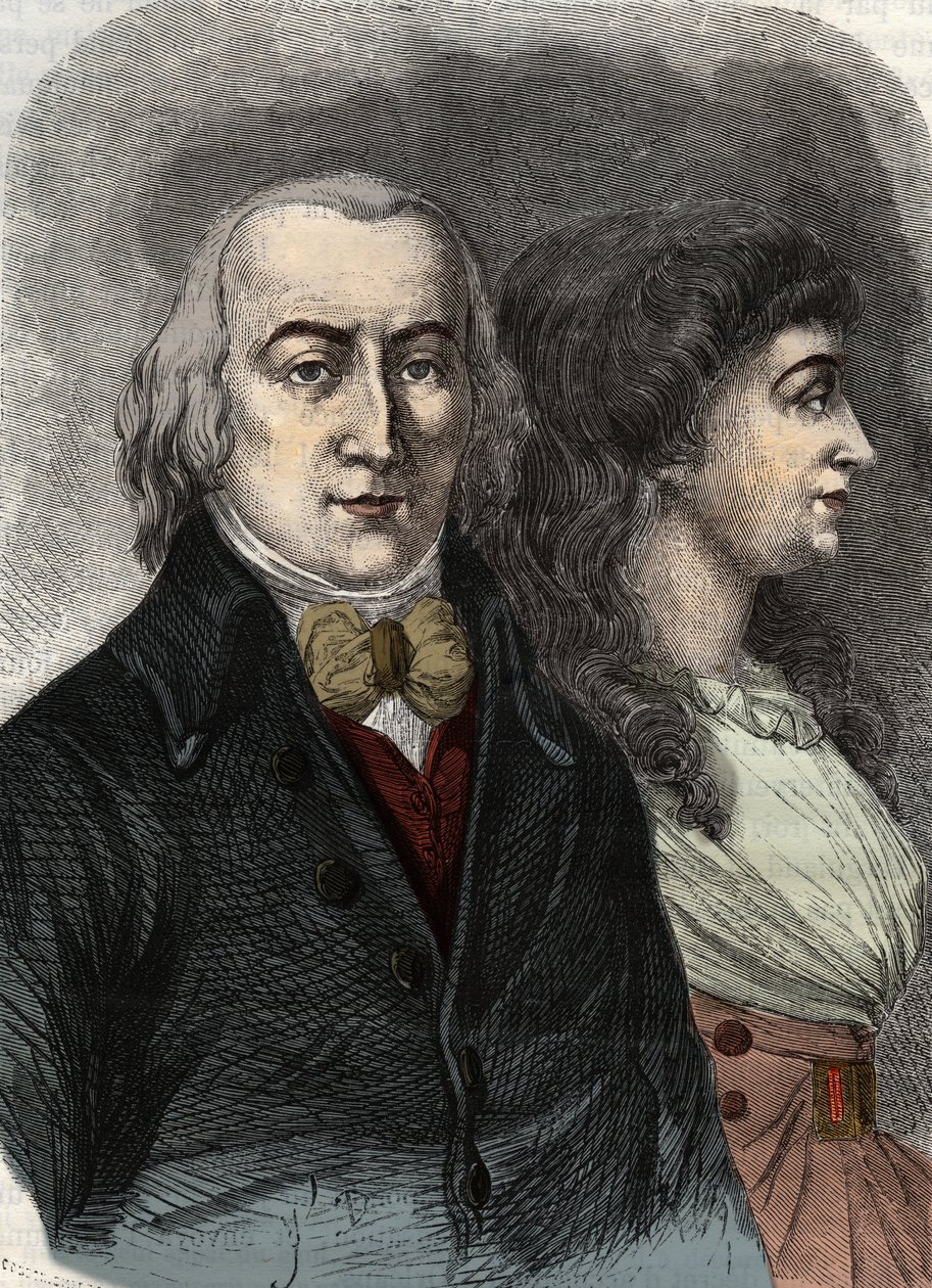 Portrét Jean Marie Roland, vikomta de la Platier (1734-1793) s Manon Roland, nebo Jeanne Marie, nebo Manon Phlipon (paní Roland) (paní Roland). od Anonymous Anonymous