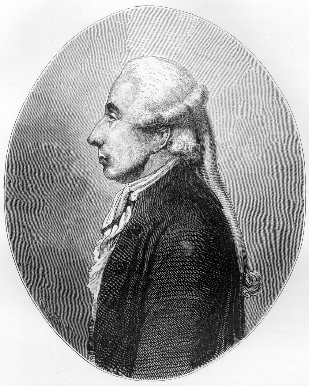 Portrét Jeana Sylvaina Baillyho (1736 - 1793), učence a politika, starosty Paříže v letech 1789 až 1791 - rytina z roku 1863 v „“ Le Livre Rouge - Histoire De L