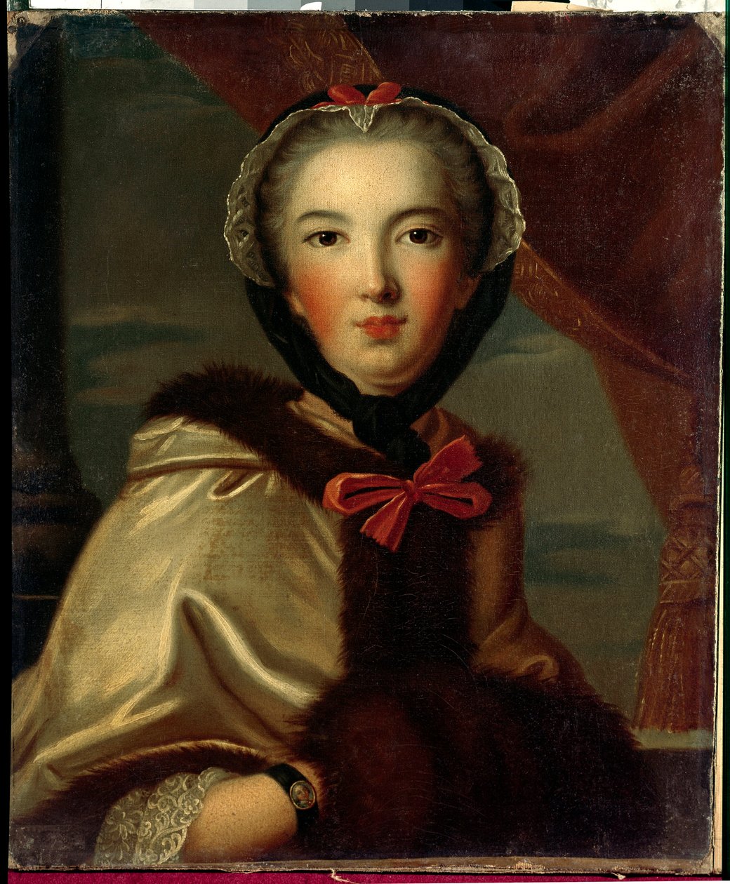 Portrét Louise Henriette de Bourbon Conti, mademoiselle de Conti, vévodkyně z Orleans (1752-1759) Anonymní obraz z 18. století. Ztlumit. 0,7x0,6 m Versailles, musee du chateau. od Anonymous Anonymous