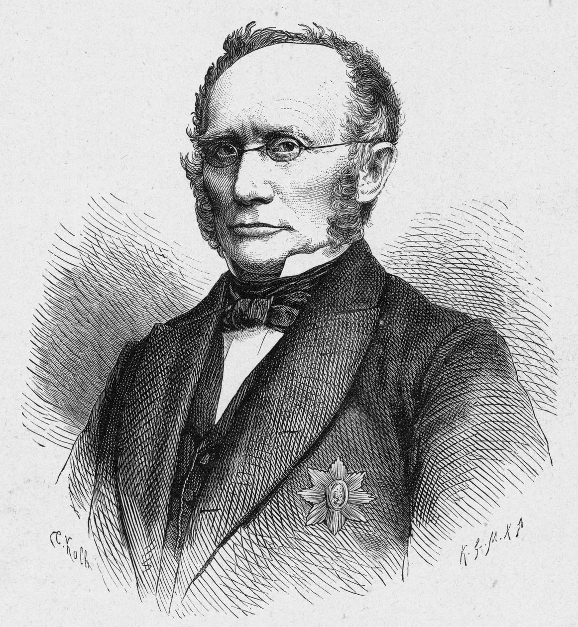 Portrét Ludwiga Windthorsta (1812-1891), německého katolického politika. Rytina v „Katolické misie v XIX. století“ od Louis-Eugene (Louis Eugene) Louveta. soukromá sbírka. od Anonymous Anonymous