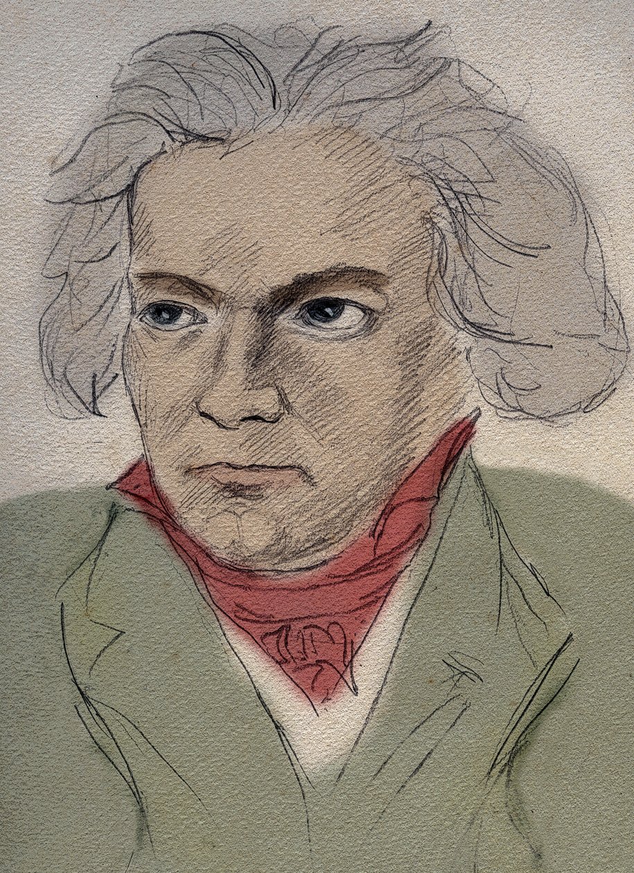 Portrét Ludwiga van Beethovena (1770-1827) Německý skladatel - anonymní kresba z počátku 20. století - Soukromá sbírka - od Anonymous Anonymous