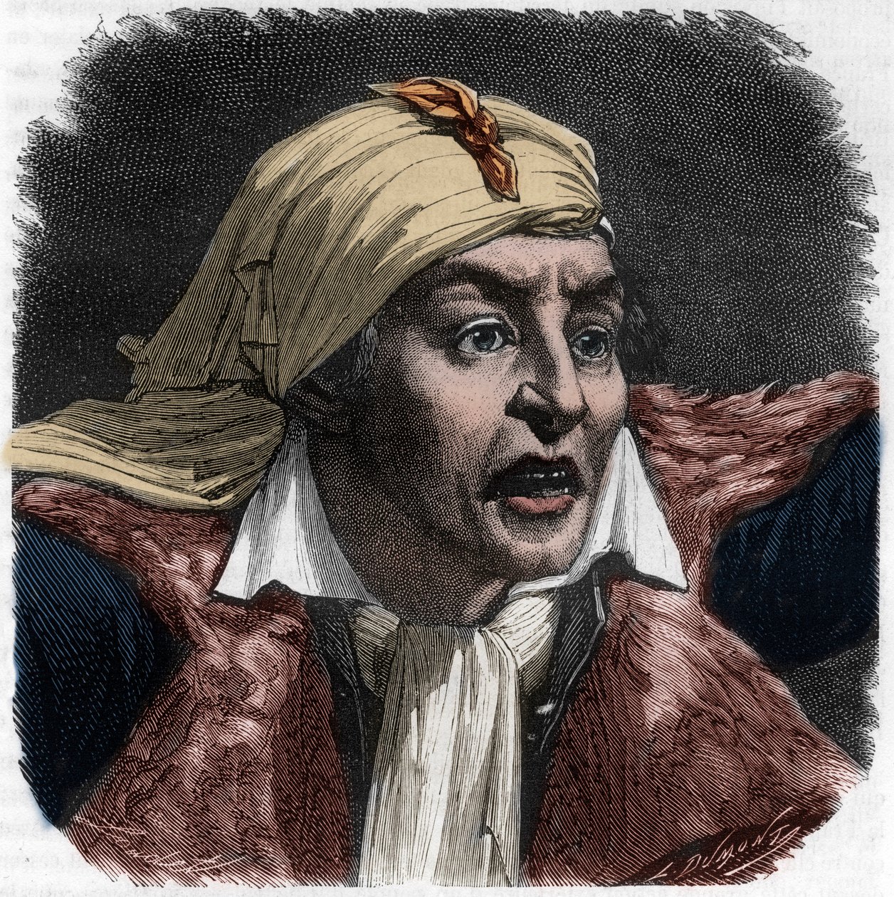 Portrét Marata (1743-1793) - portrét Jean-Paul (Jean Paul) Marat (1743-1793), politik, francouzský novinář - Rytina v „Histoire des Girondins“ od Alphonse de Lamartine (1790-1869) 1865-1866 - soukromá sbírka od Anonymous Anonymous